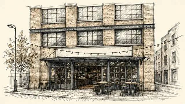 Illustration of a city bar, not the actual pub