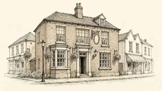 Illustration of a high-street pub, not the actual pub
